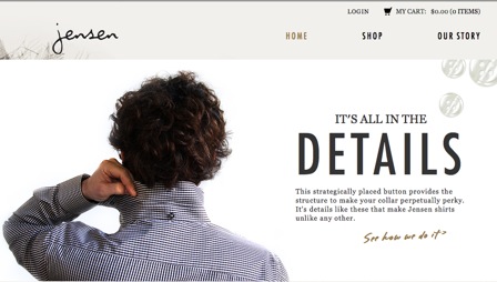 Screenshot of the Jensen website
