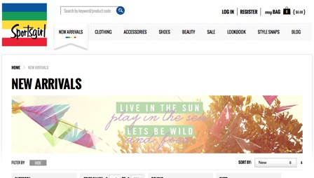 Screenshot of the Sportsgirl website